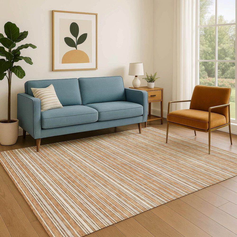 Dalyn Rug Company Soft Essentials Striped Copper 3' x 5' Indoor/Outdoor Area Rug, , large