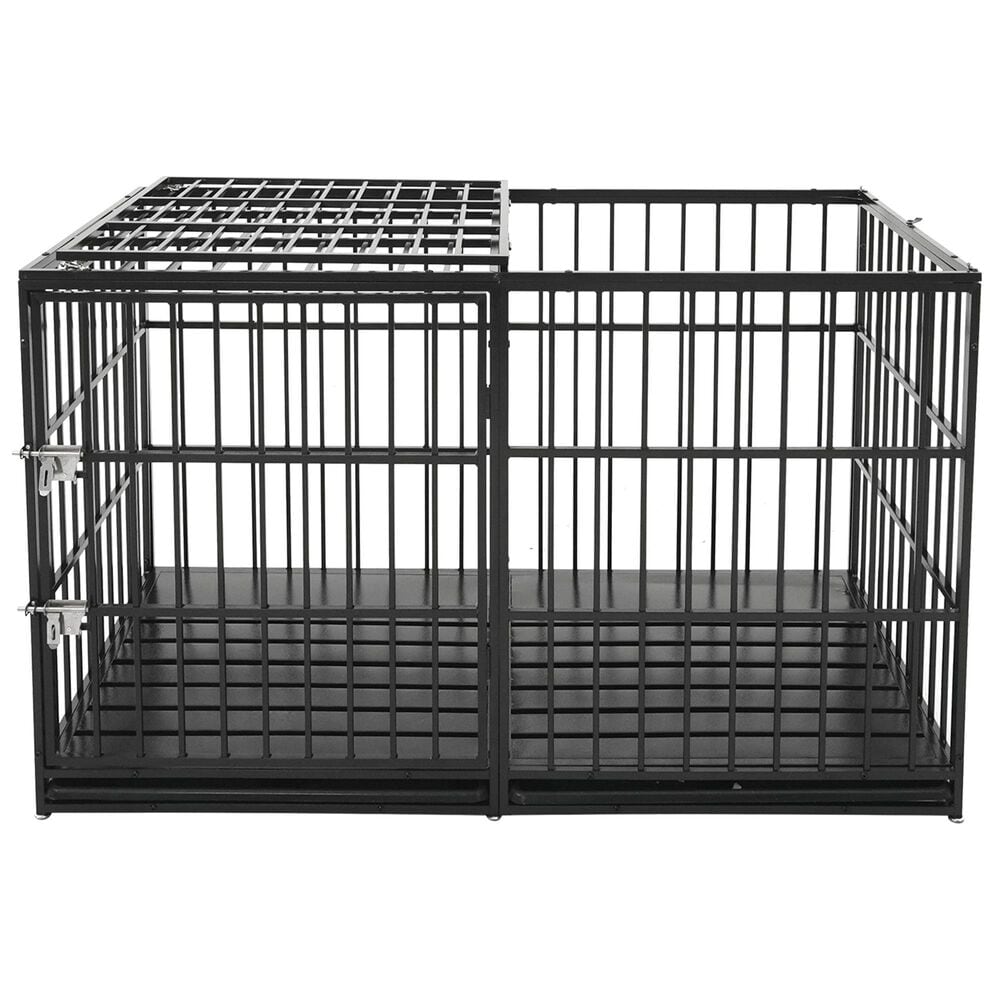 HOMLUX 61" Extra Large Heavy Duty Metal Dog Crate for Large Dogs in Black, , large
