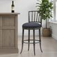 Armen Living Vince Bar Height Stool with Night Life Blue Upholstery in Antique Pewter, , large