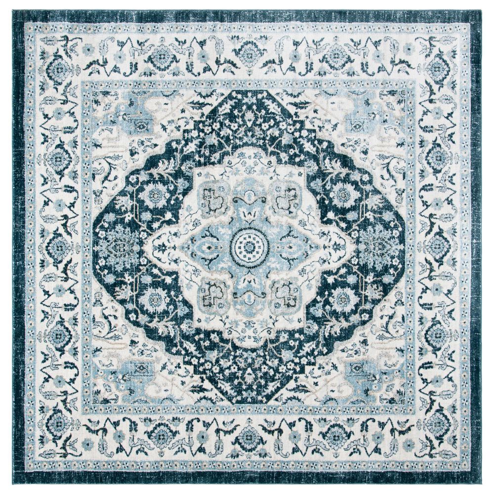 Safavieh Isabella 6"7" Square Navy and Creme Area Rug, , large