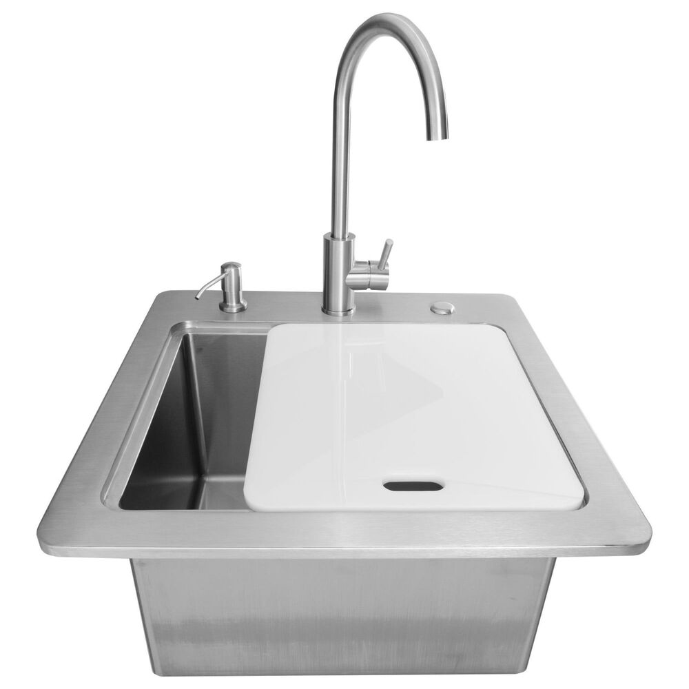 Coyote Outdoor 21&quot; Built-In Outdoor Sink with Faucet, Drain and Soap Dispenser in Stainless Steel, , large