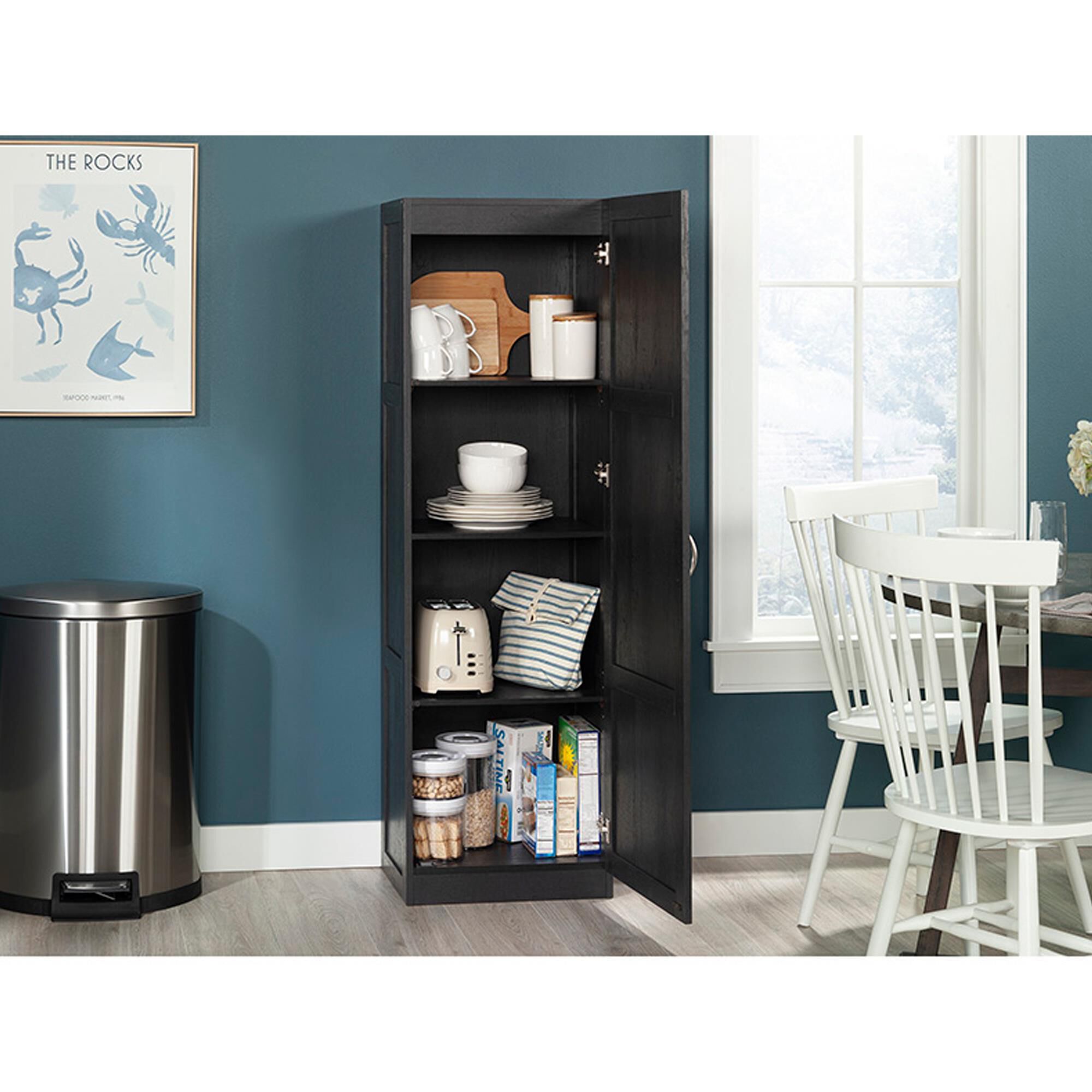 Sauder 4-Shelf Storage Cabinet in Raven Oak