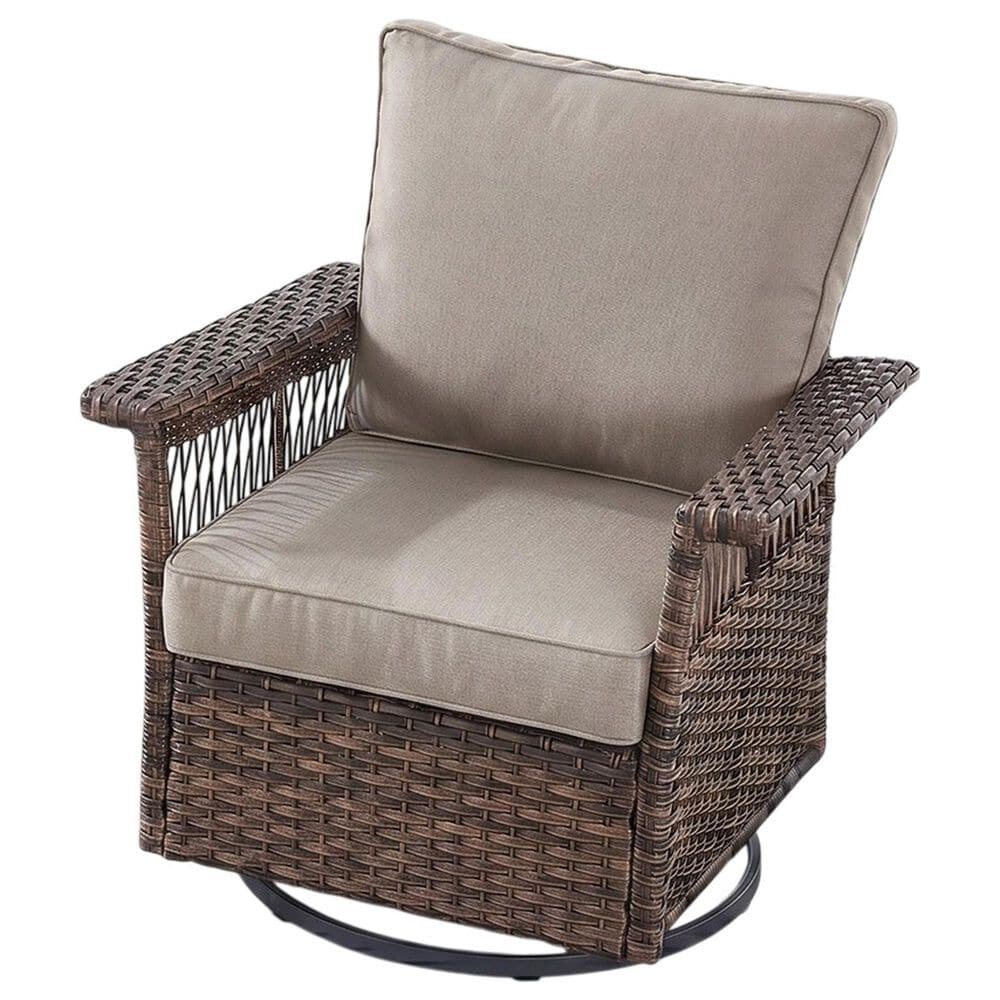 Sunwell Garden 5-Piece Patio Conversation Set with Swivel Chairs in Beige, , large