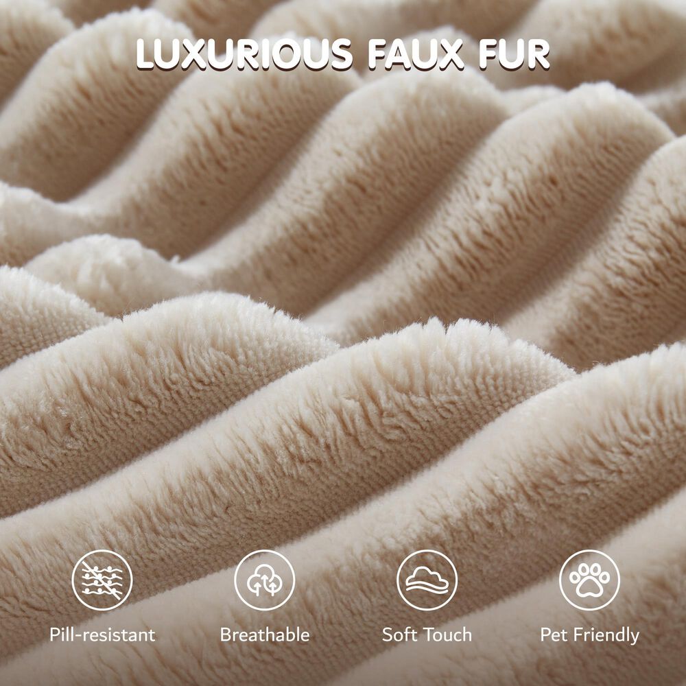 HOMLUX 59" Plush Corduroy Round Chair in Beige, , large