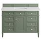 James Martin Vanities Brittany 48" Single Bathroom Vanity in Smokey Celadon with 3 cm White Zeus Quartz Top and Rectangular Sink, , large