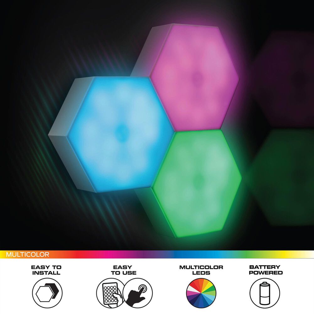 Monster Illuminessence Hexagon Touch Light in Multicolor (3-Pack), , large