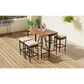 Hearth and Haven 5-Piece Outdoor Patio Wicker Bar Set with Off-White Cushion in Black and Brown, , large