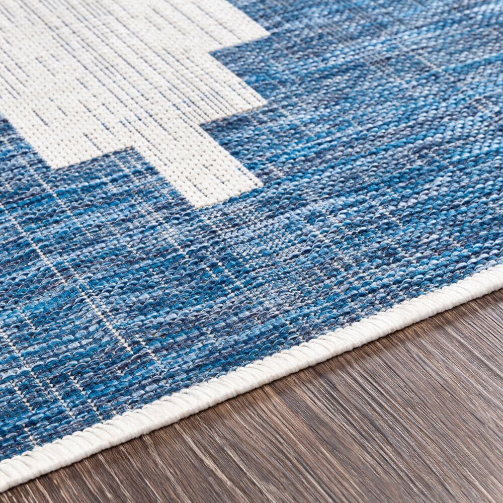 Surya Eagean EAG-2355 Dark Blue, Off-White, Navy and Pale Blue 2&#39; x 2&#39;11&quot; Indoor/Outdoor Area Rug, , large