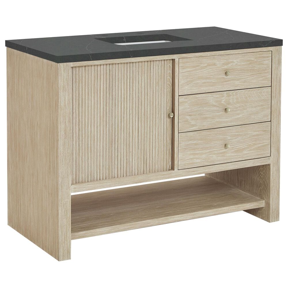James Martin Vanities Marigot Single 48" Single Vanity in Sun-washed Oak with 3 cm Charcoal Soapstone Quartz Top, , large