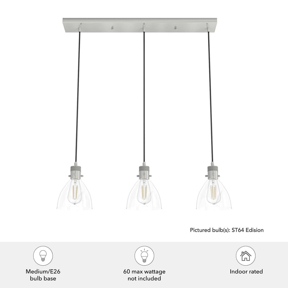 Hunter Van Nuys 3-Light Linear Cluster in Brushed Nickel, , large