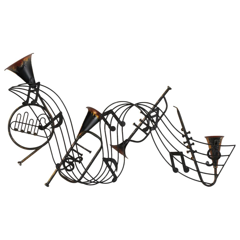 Maple and Jade 22&quot; x 34&quot; Musical Notes Wall Decor in Weathered Brown, Distressed Bronze, Green and Gold, , large