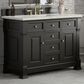 James Martin Vanities Brookfield 48" Single Bathroom Vanity in Black Onyx with 3 cm Victorian Silver Quartz Top and Rectangular Sink, , large