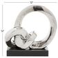 Maple and Jade 12" Abstract Twisted Circular Interlocking Chain Sculpture in Silver and Black, , large