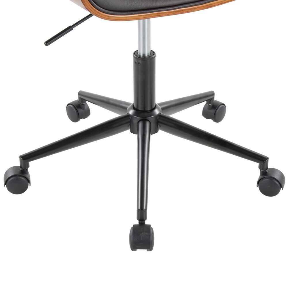 LumiSource Lombardi Swivel Office Chair with Espresso Faux Leather in Walnut, , large