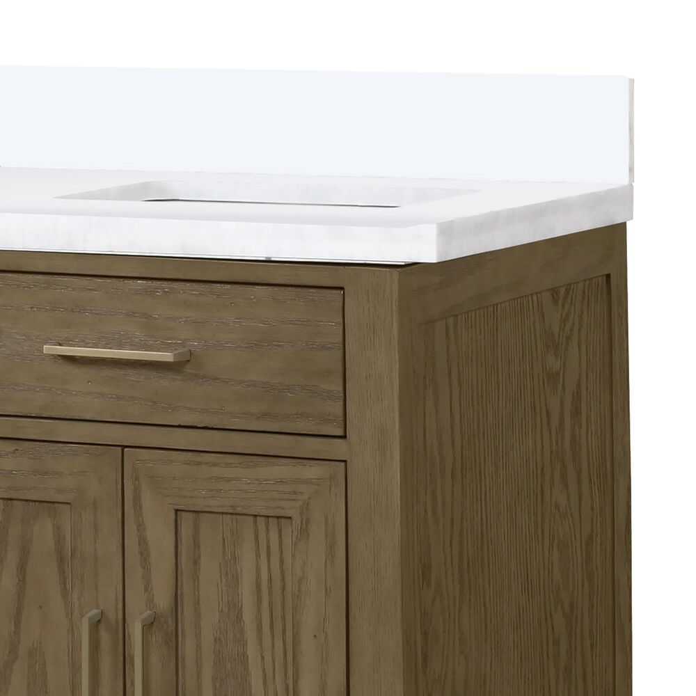 Lexora Home Abbey 60&quot; Double Bathroom Vanity in Grey Oak with 2 cm White Cultured Marble Top, Rectangular Sinks and 28&quot; Mirrors, , large
