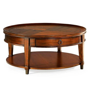 American Drew Sunset Valley Round Coffee Table in Rich Cocoa and Pewter, , large
