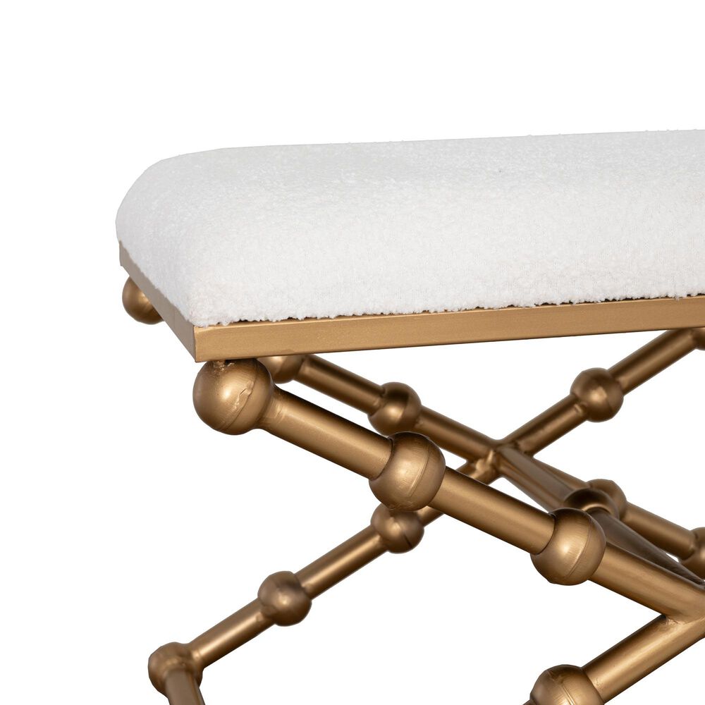Linon Home Decor Campaign Sphere Stool in Gold, , large