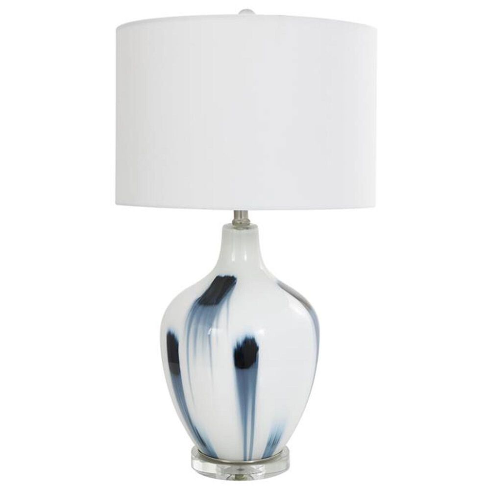 Maple and Jade Abstract Drip Splatter Table Lamp in White and Blue, , large