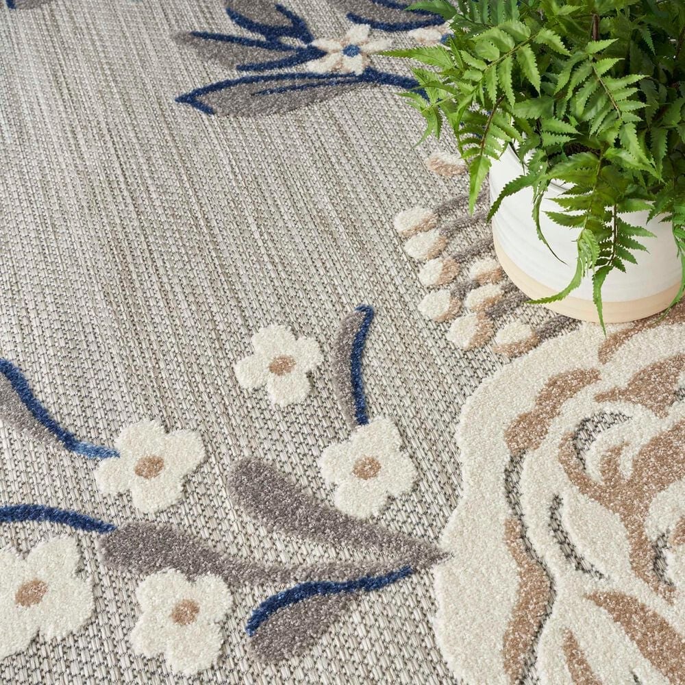 Nourison Aloha ALH32 6&#39; x 9&#39; Blue and Grey Indoor/Outdoor Area Rug, , large