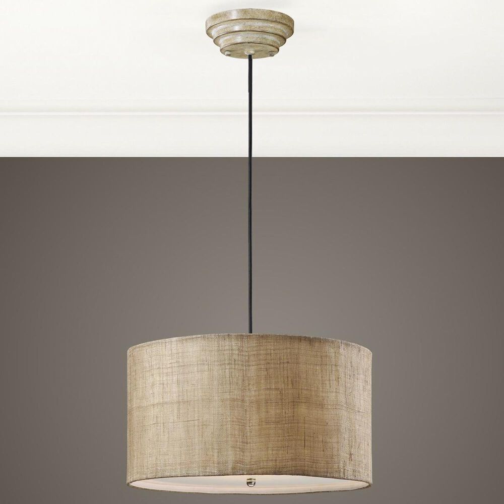 Uttermost Dafina 3 Light Drum Pendant in Burlap/White, , large
