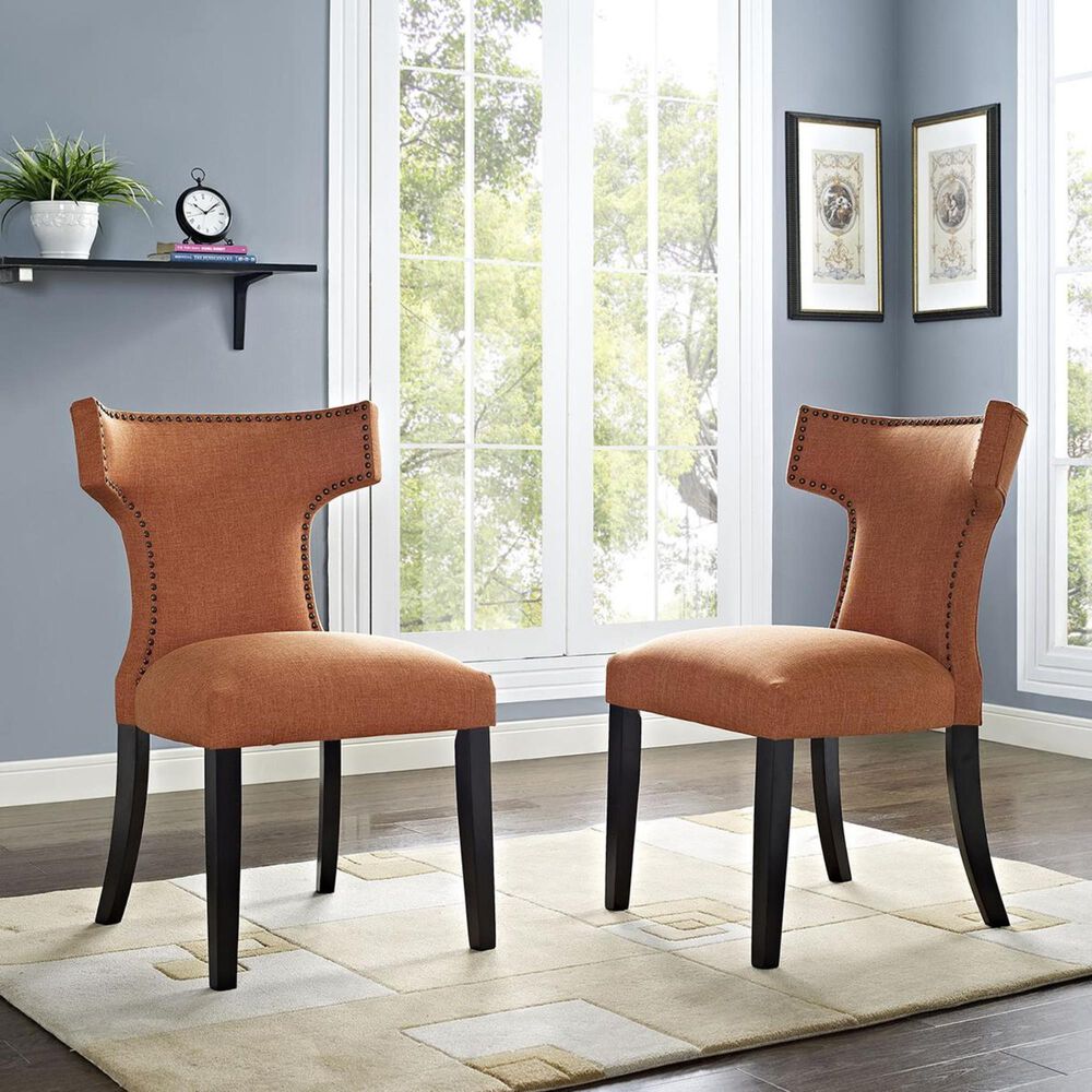 Modway Curve Fabric Dining Chair in Orange, , large