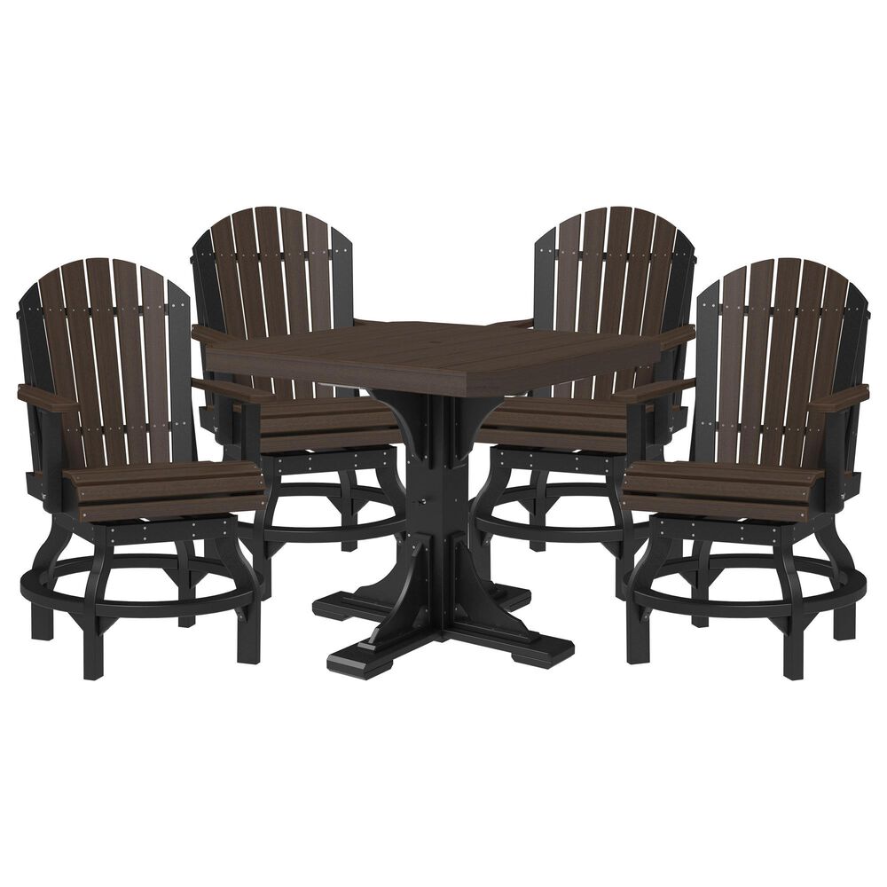 Amish Orchard 5-Piece Patio Counter Height Dining Set in Brazilian Walnut and Black, , large