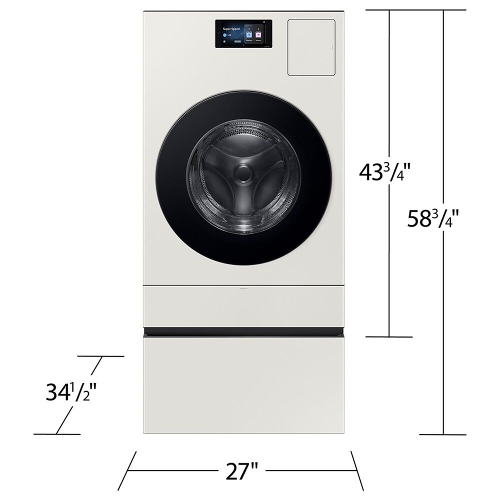 Samsung Bespoke 27" Laundry Combo Pedestal with Storage Drawer in Ivory, , large