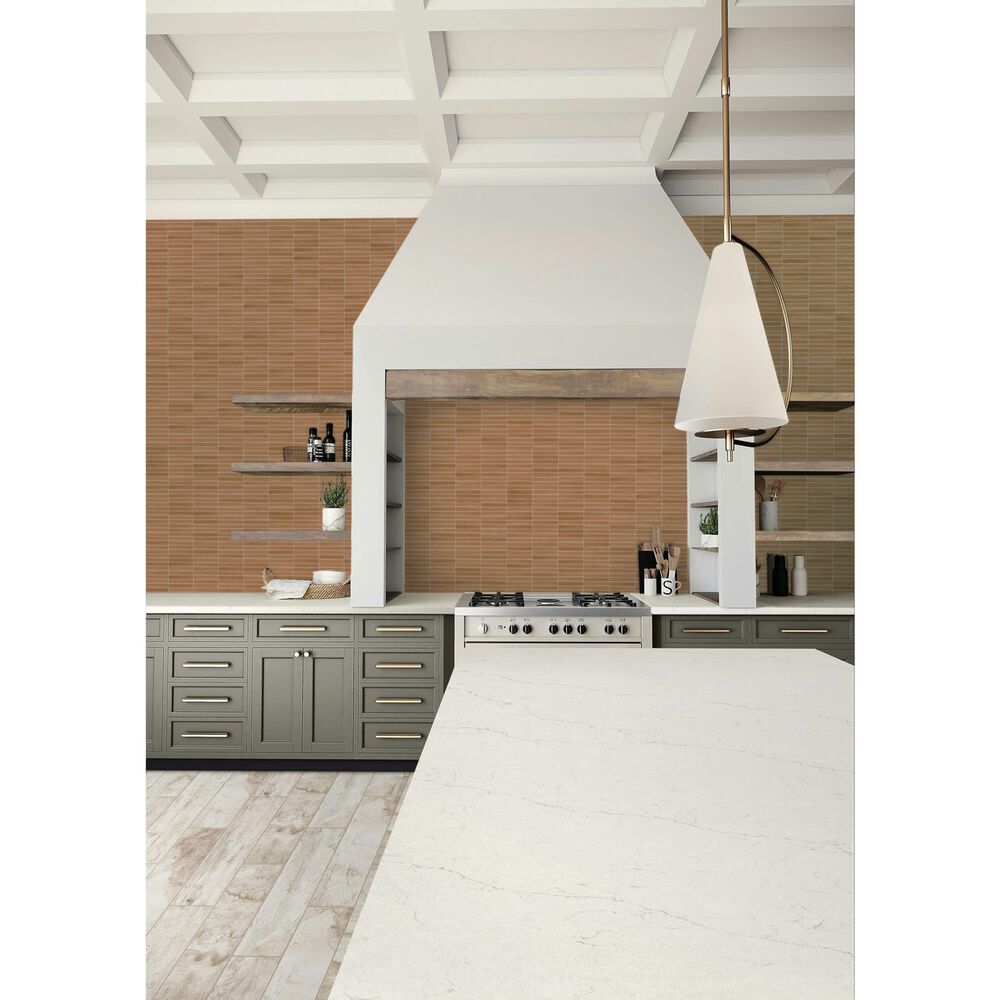 Dal-Tile Artefino Vintage Morganite 1" x 6" Pencil Fluted on 11" x 12" Porcelain Mosaic Sheet, , large