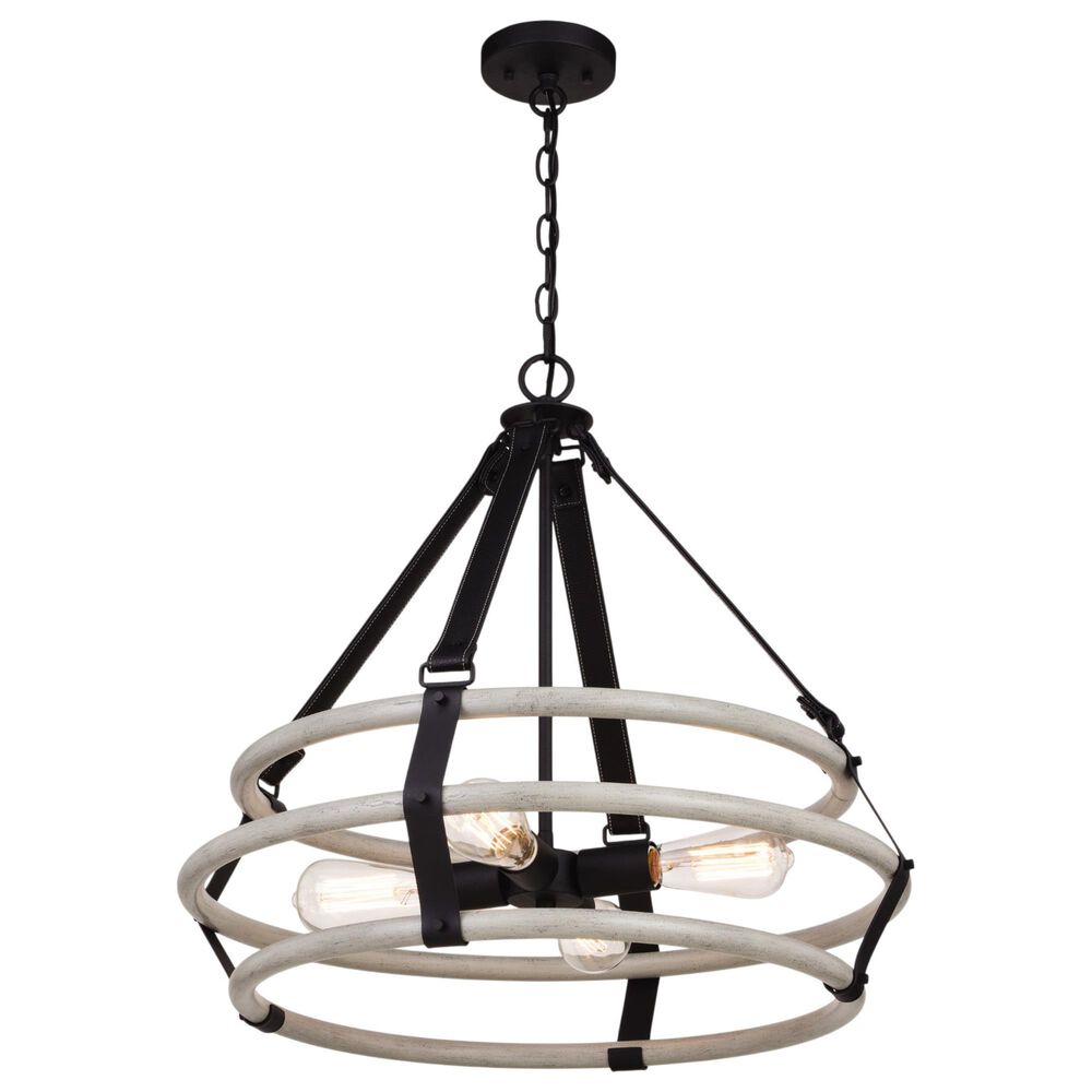 Vaxcel Taylor 4-Light Pendant in Textured Black and Ash Gray, , large