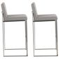 Lumisource Fuji High Back Barstool with Grey Fabric in Stainless Steel (Set of 2), , large