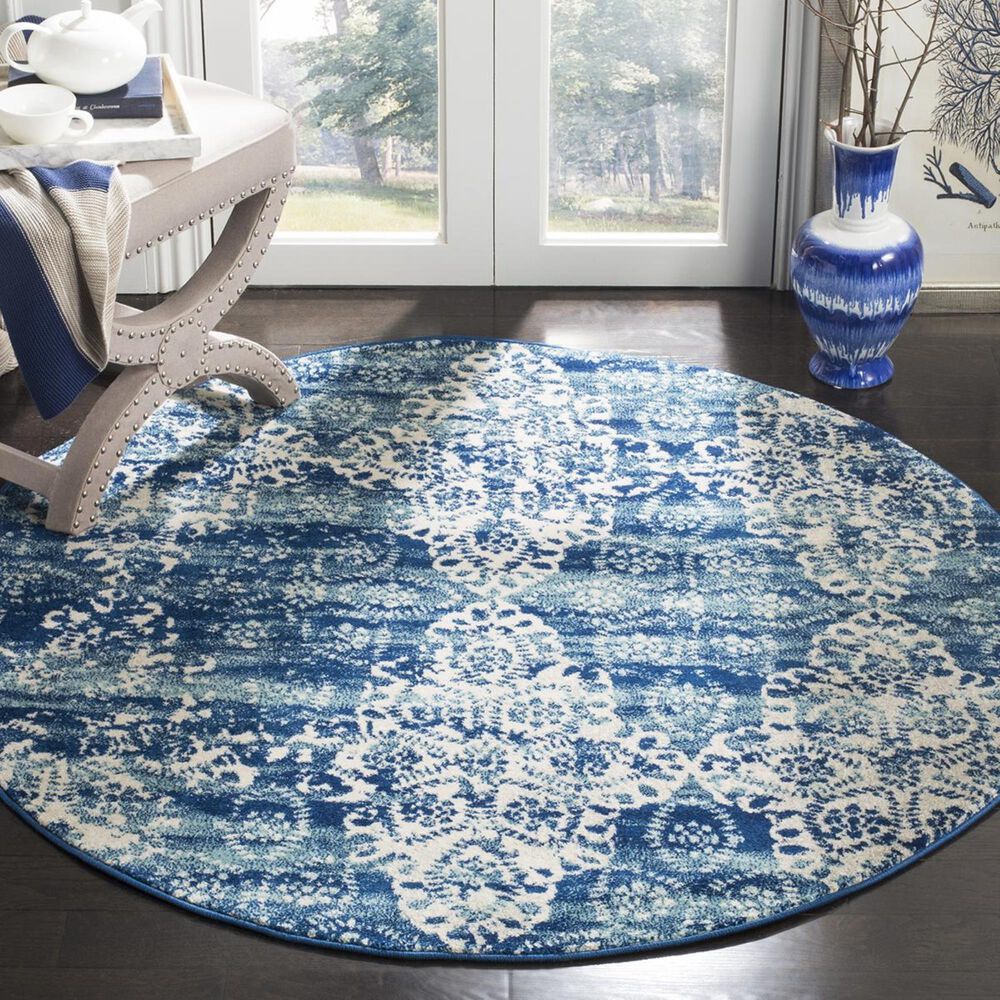 Safavieh Evoke EVK266F-5R 5"1" Round Royal/Ivory Area Rug, , large