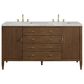 James Martin Vanities Myrrin 60" Double Bathroom Vanity in Mid-Century Walnut with 3 cm Eternal Jasmine Pearl Silestone Top, Rectangular Sinks and FreePower Wireless Charger, , large