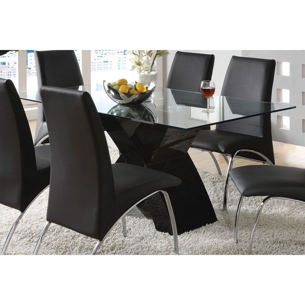 Furniture of America Warner Dining Table in Black and Clear - Table Only, , large