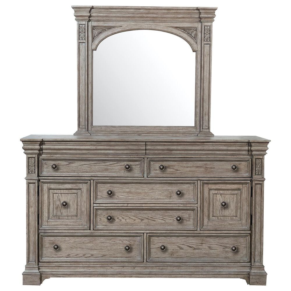 Nicolette Home Kingsbury 8-Drawer Dresser and Mirror in Gray, , large
