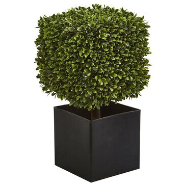 Nearly Natural Inc 27" Boxwood Artificial Plant with Black Planter in Green, , large