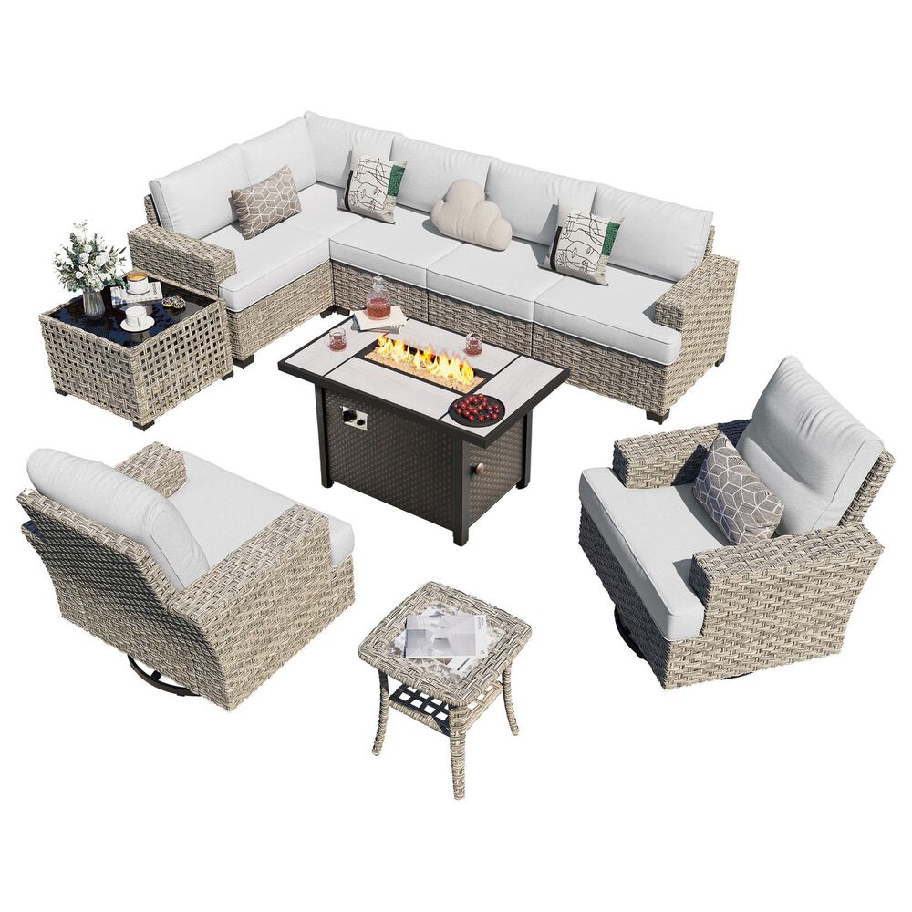 HOMLUX 10-Piece Modular Patio Conversation Set in Gray, , large