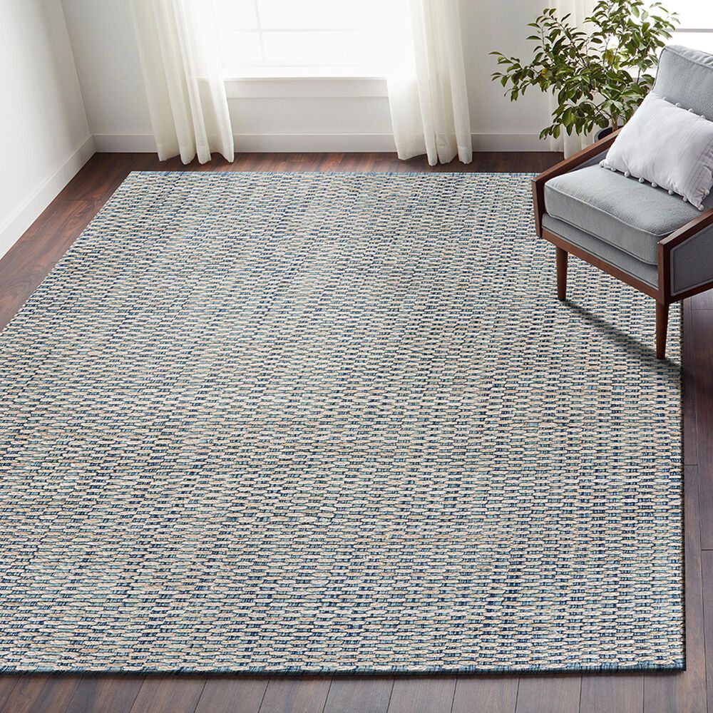L&amp;R Resources Bleached Naturals Bleach, Blue and Ivory 7'9" x 9'9" Area Rug, , large