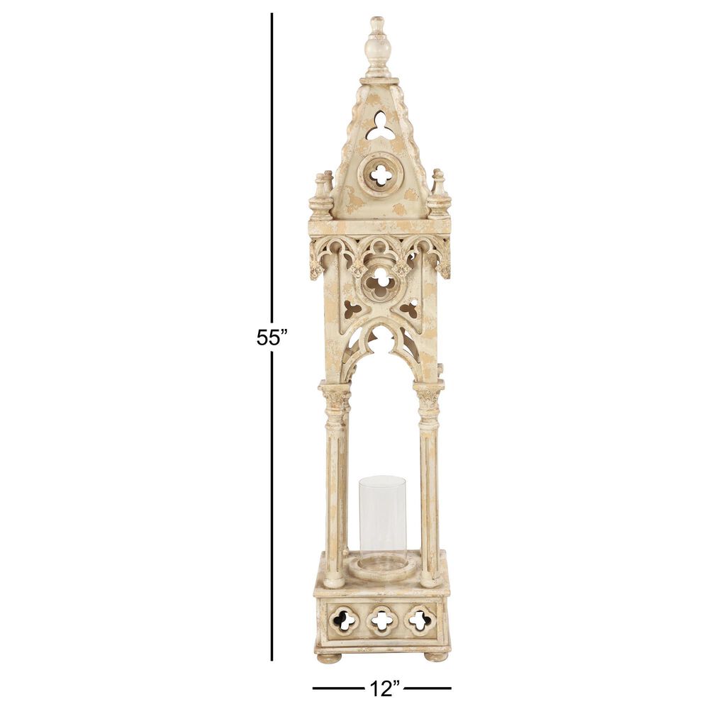 Maple and Jade 55&quot; Vintage Lantern in Distressed White, , large