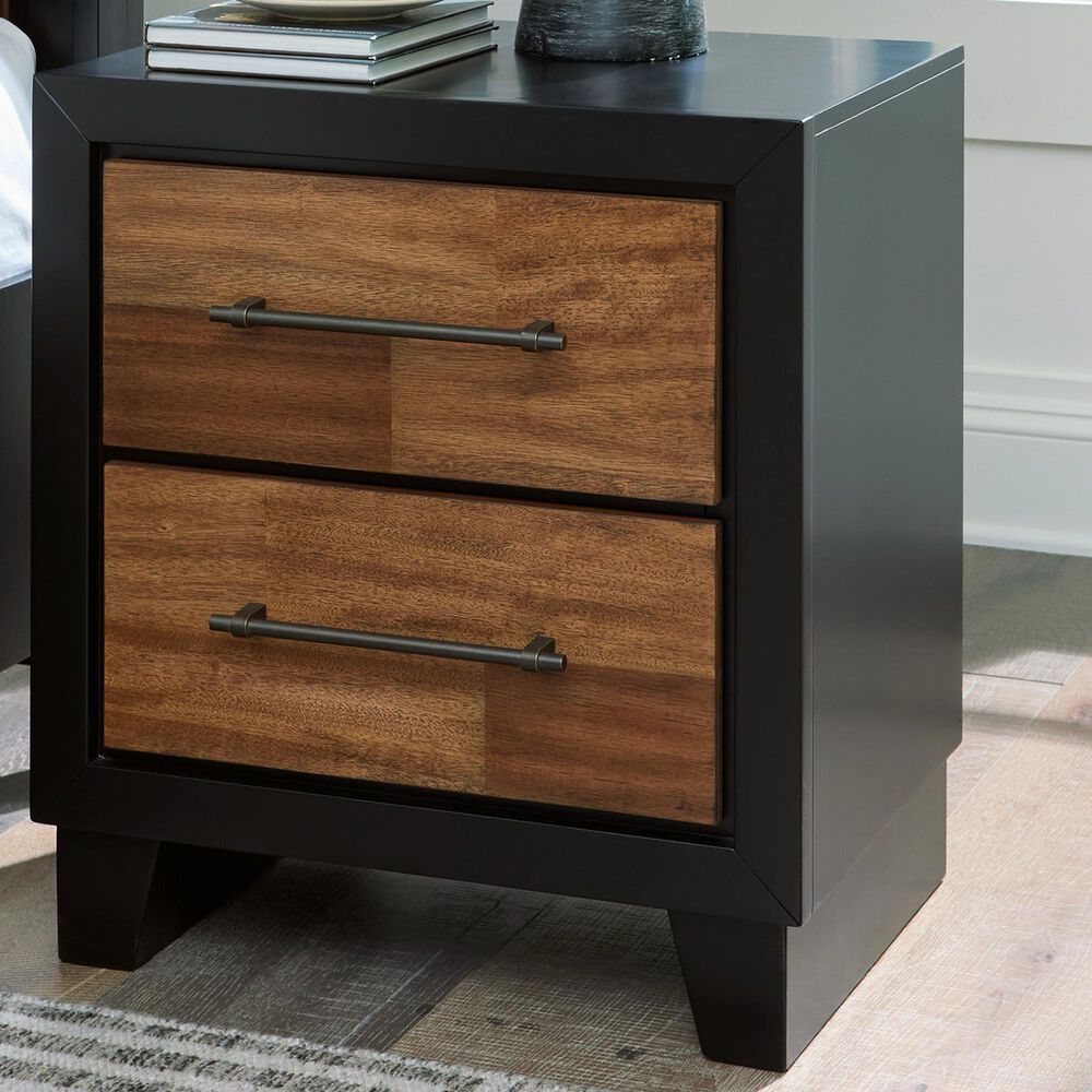 Ashley Kraeburn 2-Drawer Nightstand in Brown and Satin Black, , large