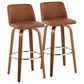 LumiSource Toriano Swivel Bar Stool with Camel Faux Leather Upholstery in Walnut and Chrome (Set of 2), , large