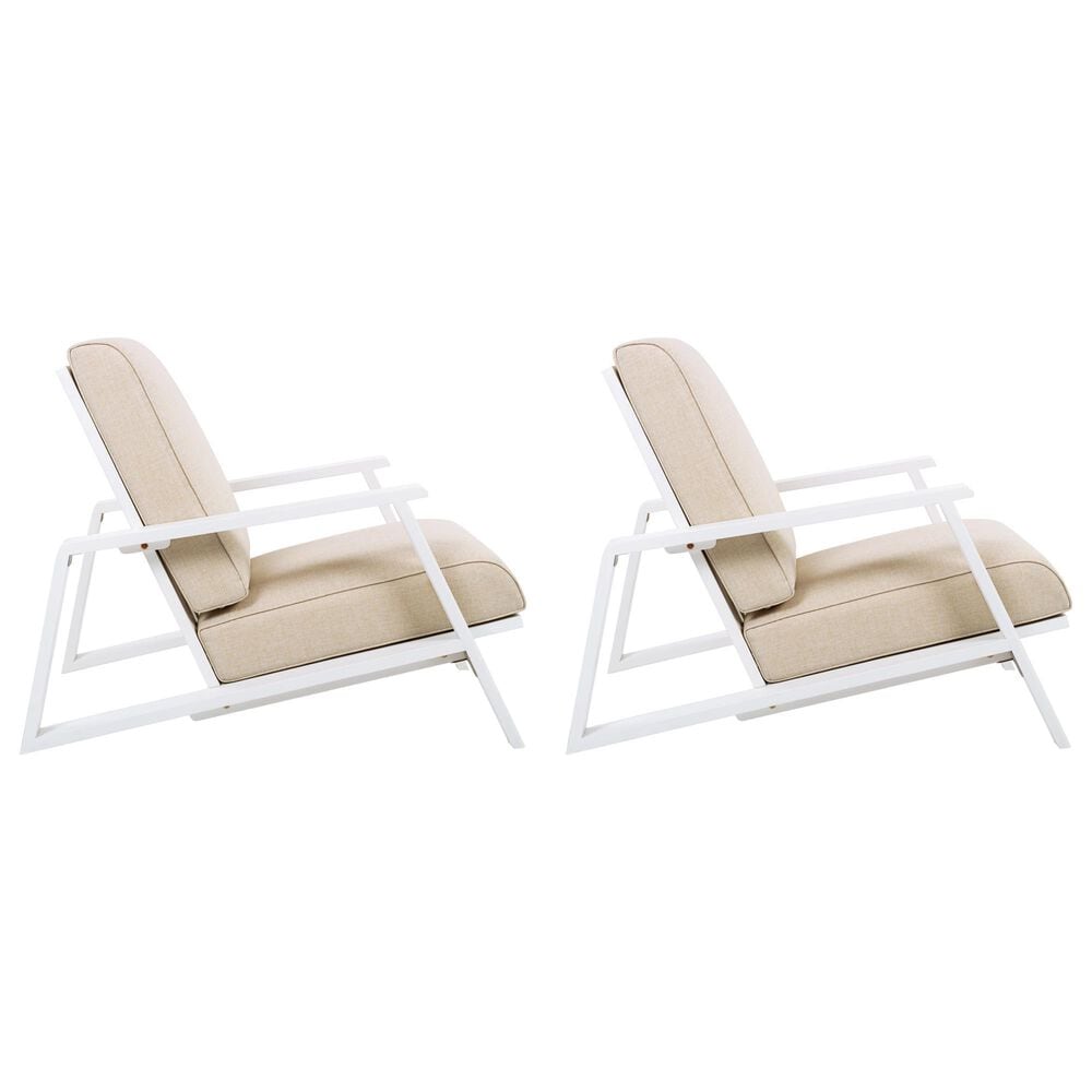 Hearth and Haven Outdoor Lounge Chair with White Frame in Beige (Set of 2), , large