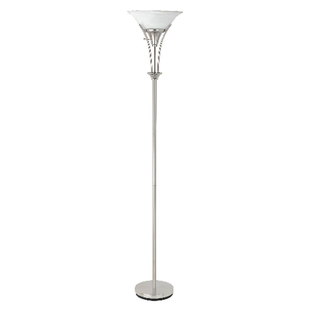 Pacific Landing Floor Lamp with Frosted Ribbed Shade in Brushed Steel, , large