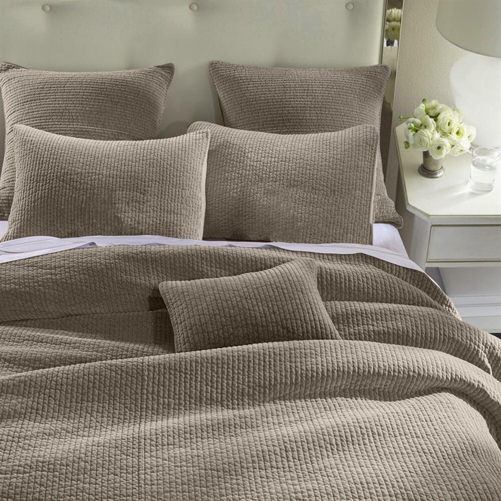 HiEnd Accents Stone Washed King Cotton Velvet Quilt in Taupe - Quilt Only, , large