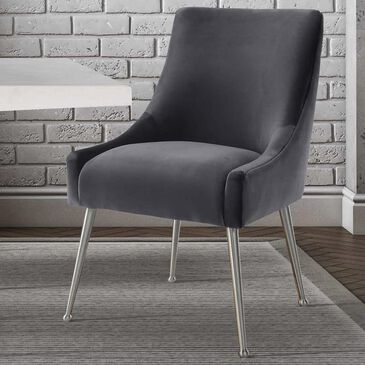 Tov Furniture Beatrix Side Chair in Grey with Silver Leg, , large