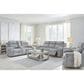 Ashley Buntington Double Manual Reclining Loveseat in Pewter, , large