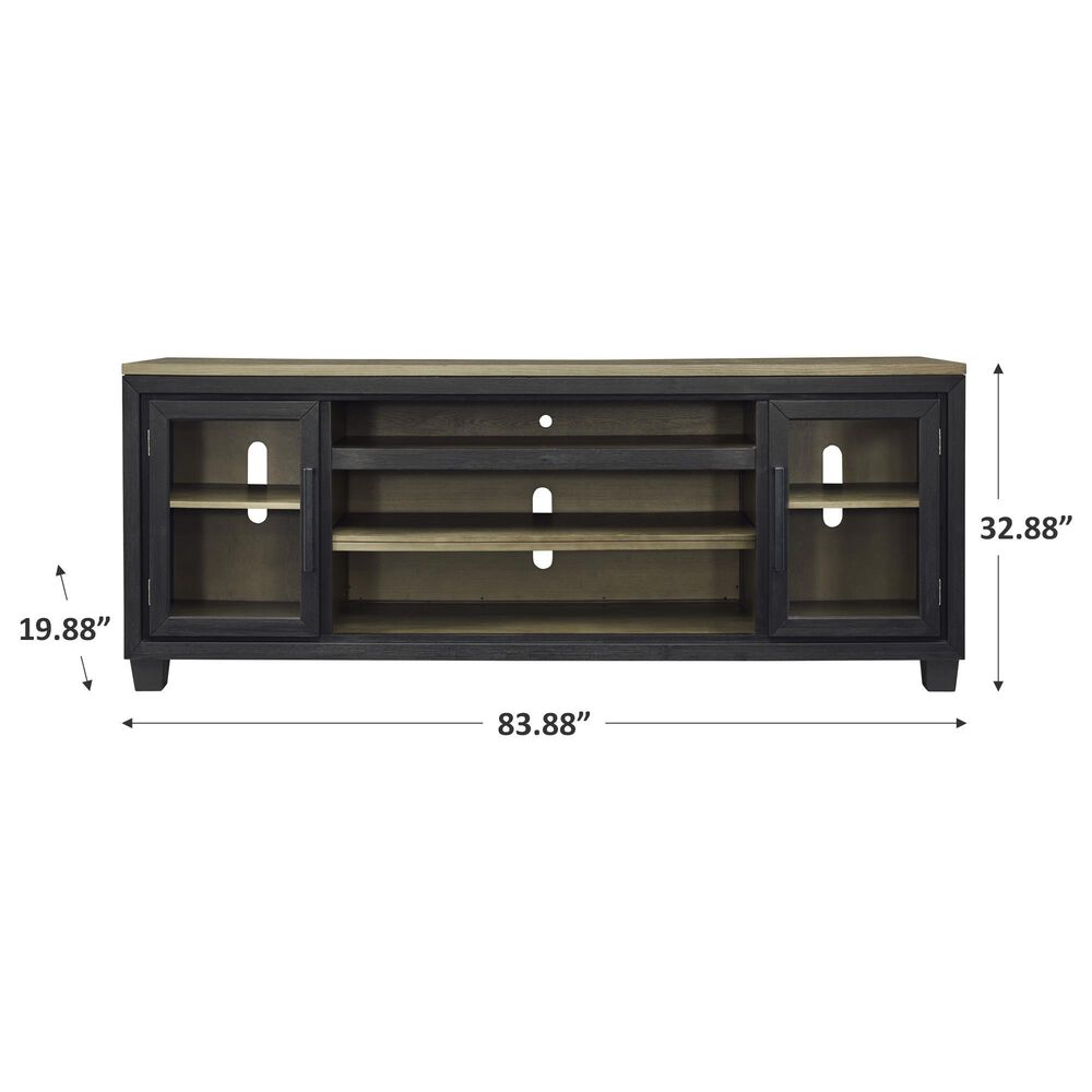 Ashley Foyland 83&quot; TV Stand in Brushed Black and Dusty Grayish Brown, , large