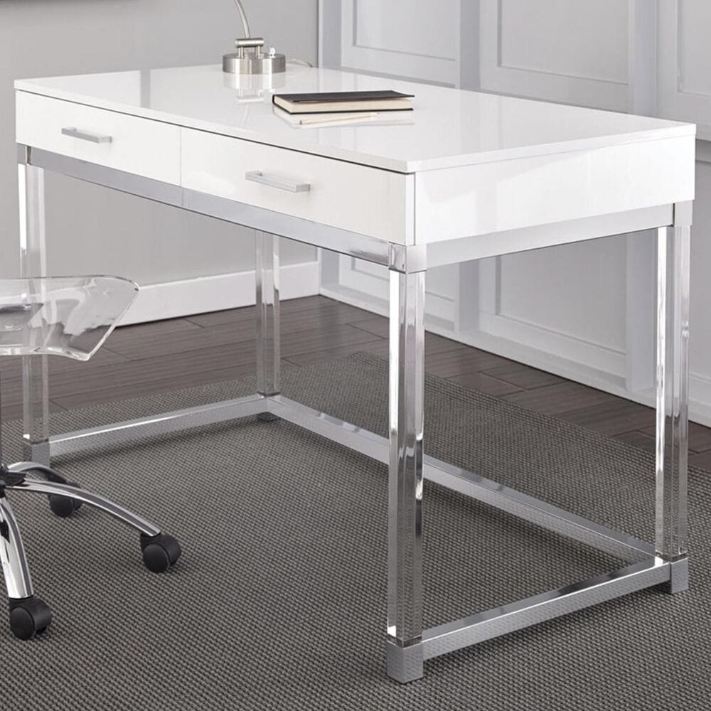 Crystal City Everett Desk in White, , large