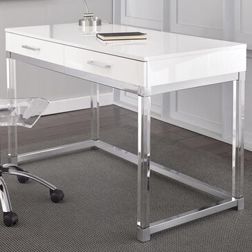 Crystal City Everett Desk in White, , large