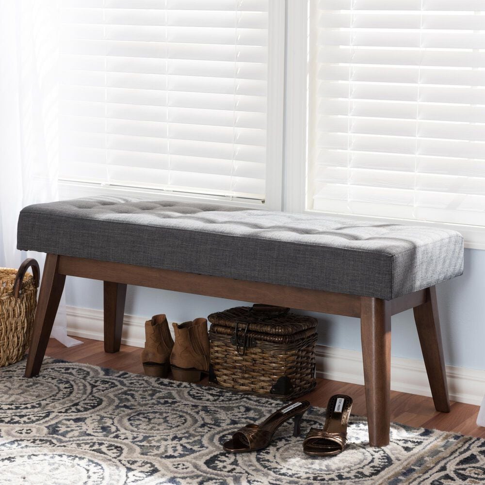 Baxton Studio Elia Bench in Dark Grey, , large