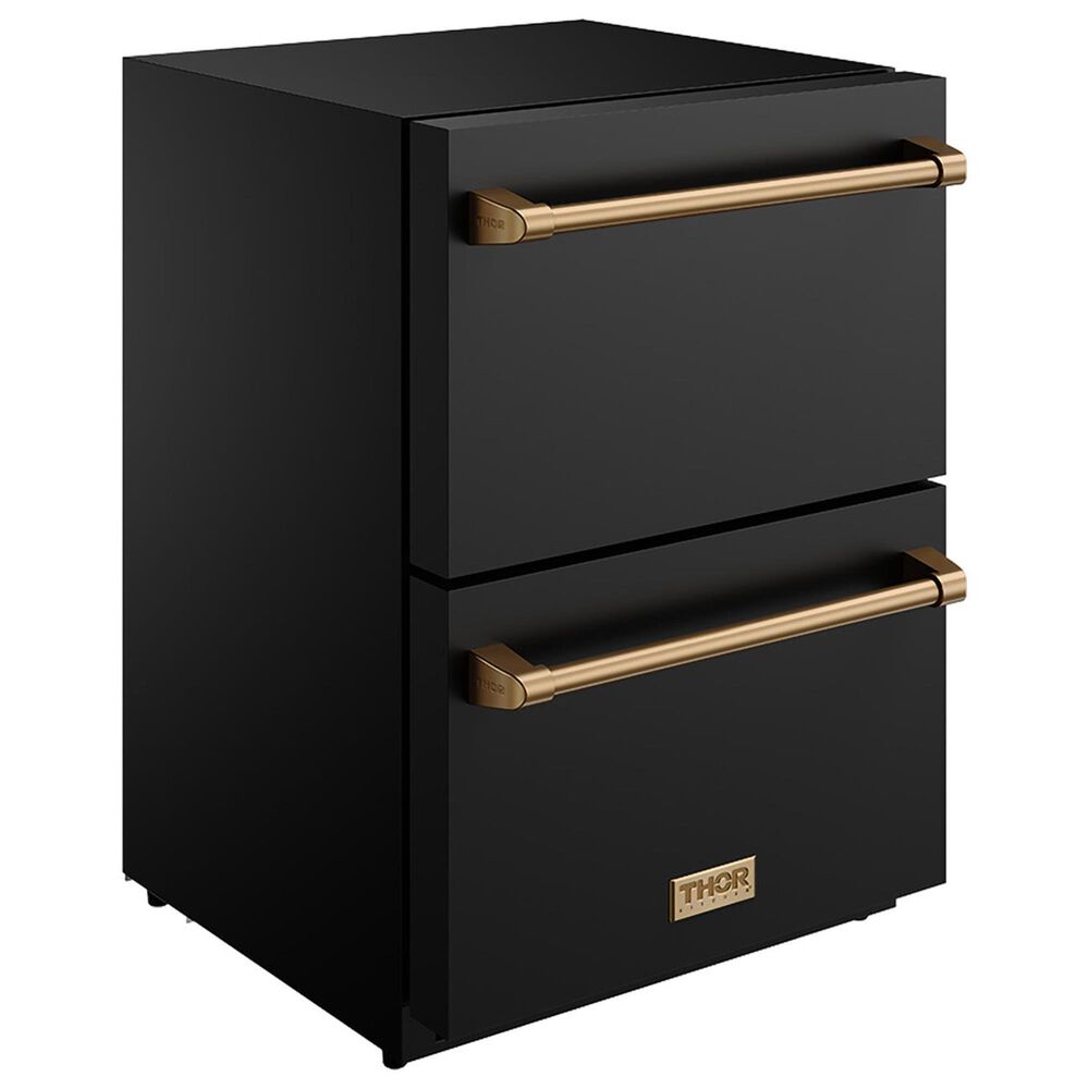 Thor Kitchen Gordon Ramsay 5.4 Cu. Ft. Undercounter Drawer Refrigerator with Bronze Handle Kit in Black, , large
